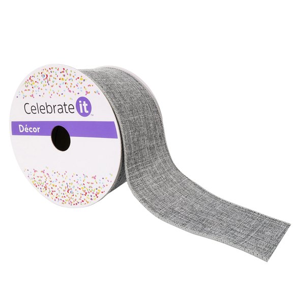 12 Pack: 2.5" x 25ft. Faux Linen Wired Ribbon by Celebrate It