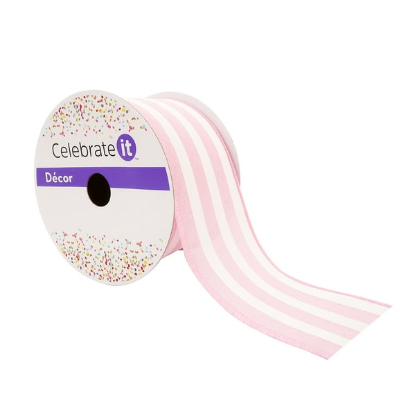 12 Pack: 2.5" x 25ft. Faux Linen Wired Thick Striped Ribbon by Celebrate It Decor