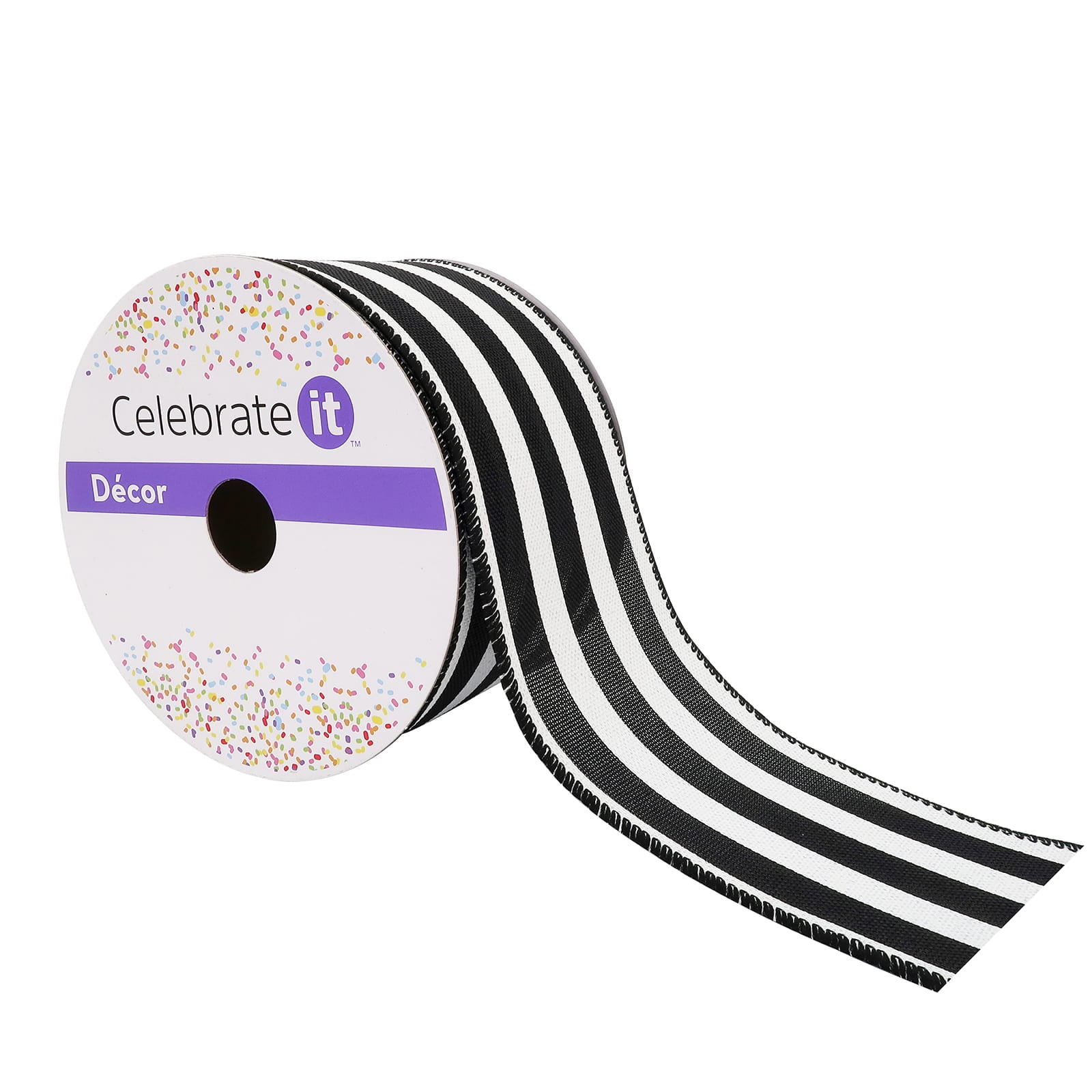 12 Pack: 2.5" x 25ft. Faux Linen Wired Thick Striped Ribbon by Celebrate It Decor