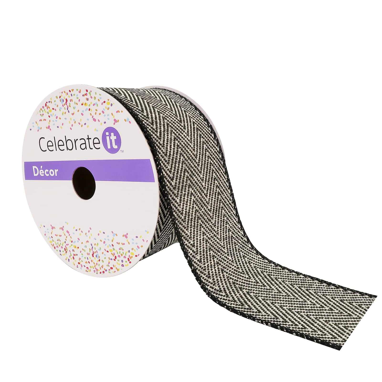 12 Pack: 2.5" x 25ft. Herringbone Wired Ribbon by Celebrate It