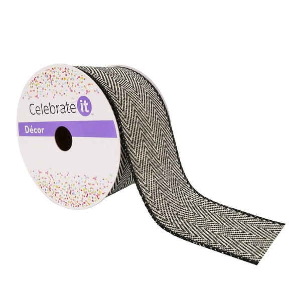 12 Pack: 2.5" x 25ft. Herringbone Wired Ribbon by Celebrate It