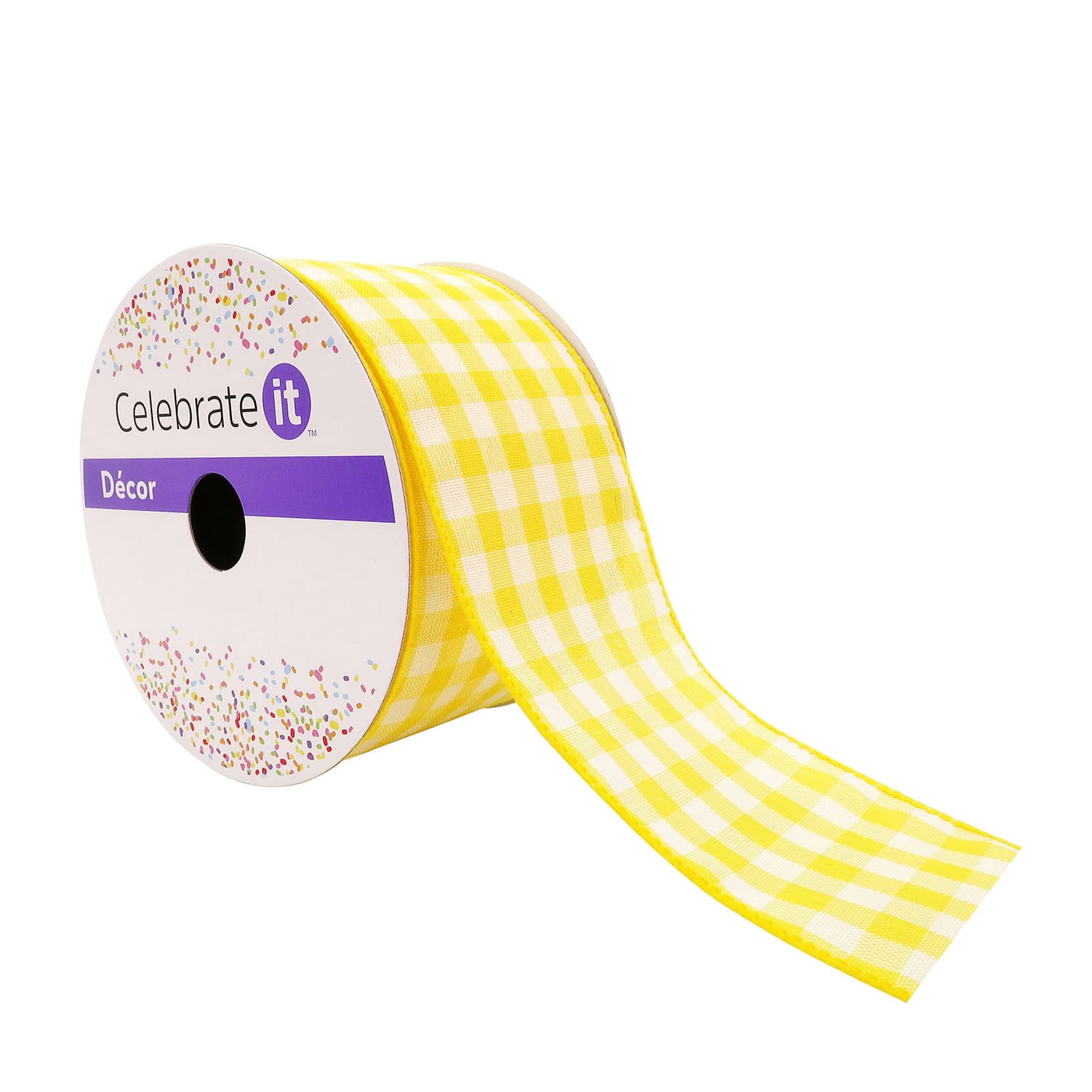 12 Pack: 2.5" x 8.3yd. Gingham Wired Ribbon by Celebrate It