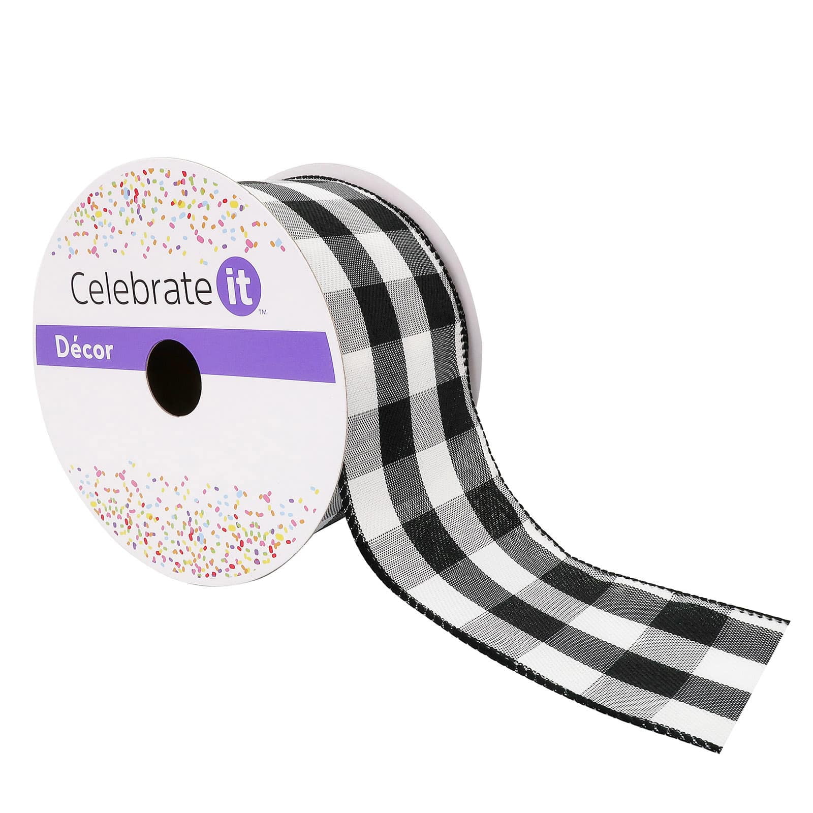 12 Pack: 2.5" x 8.3yd. Wired Gingham Ribbon by Celebrate It