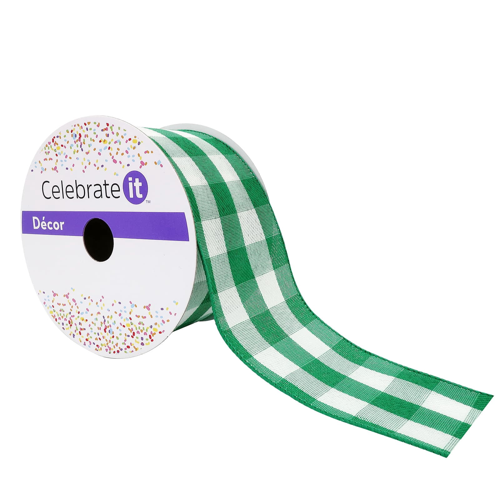 12 Pack: 2.5" x 8.3yd. Wired Gingham Ribbon by Celebrate It