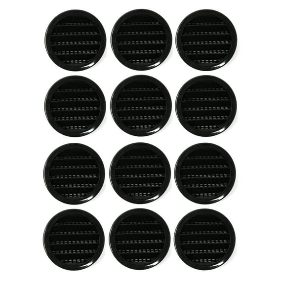 12 Pack 2" Black Round Plastic Louver Soffit Air Vent