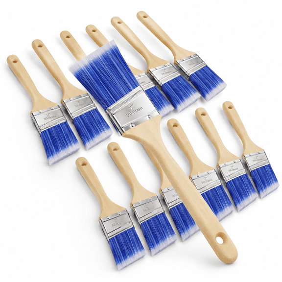 12-Pack 2 Inch Angle Paint Brush Set For Home Improvement Interior Exterior Projects