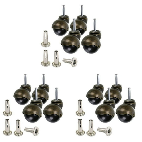 12 Pack 2 Inch Ball Caster Stem Caster Wheel with Sockets,Vintage Antique Swivel Caster for Furniture,Sofa,Chair,Cabinet