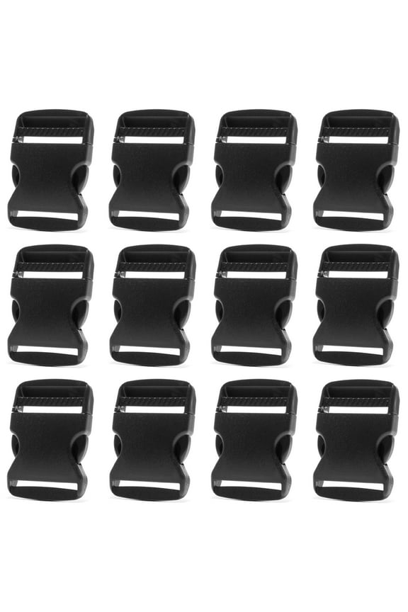 12 Pack 2 Inch Side Quick Release Plastic Black Buckles