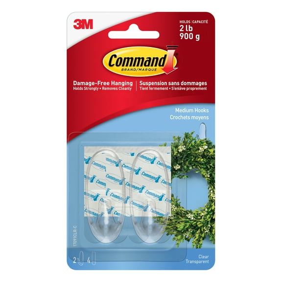 2 ct. (24 total) Command Medium Clear Hooks, 12 Pack