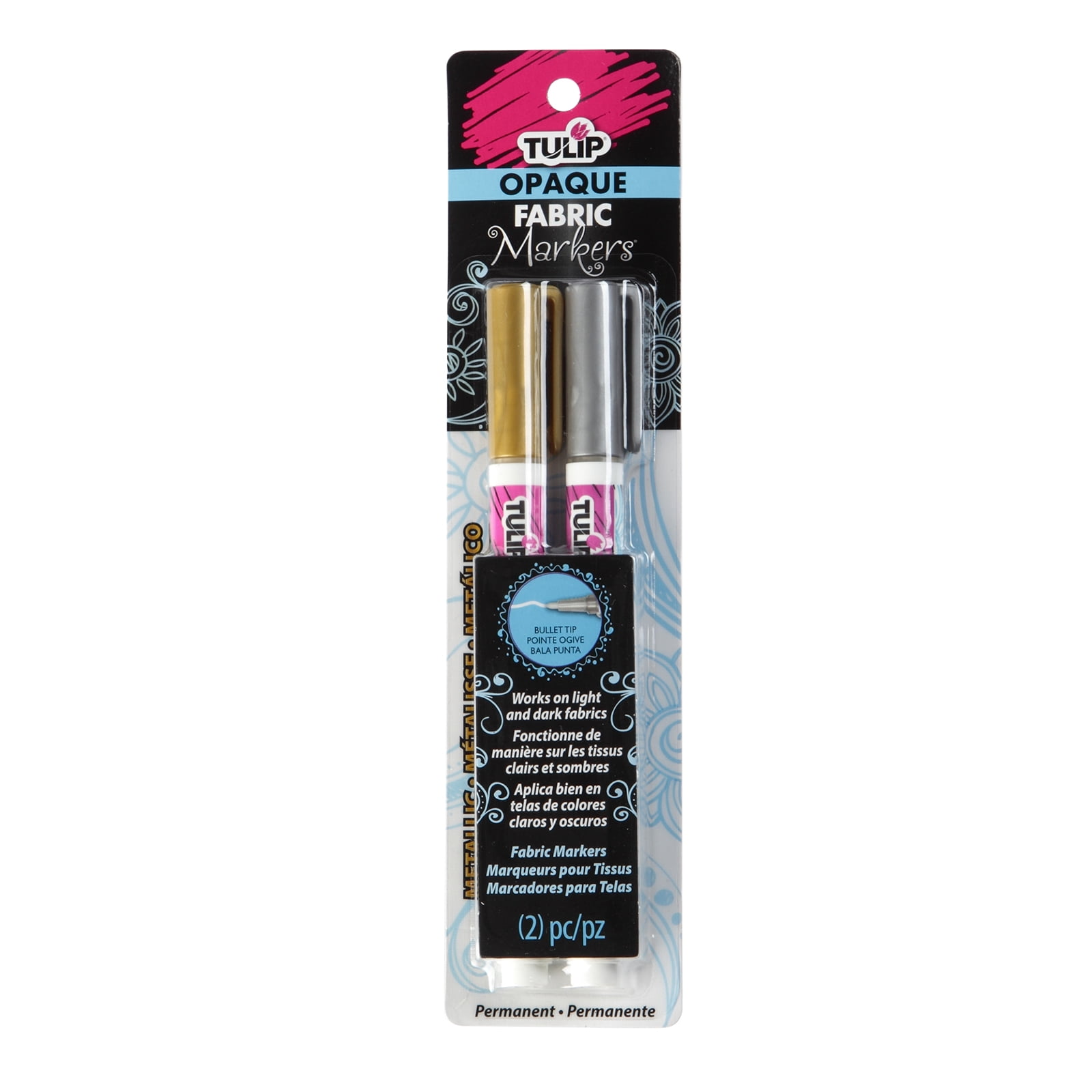 2 ct. (24 total) Tulip Opaque Fabric Markers, Metallic Gold & Silver, 12 Pack