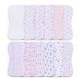 thumbnail image 1 of 12-Pack 2-in-1 Baby Bibs & Burp Cloths Set, 3-Layer Design, Large Size, Super Absorbent, 100% Organic Cotton, Soft & Comfortable, Pink Floral for Girls, 1 of 8