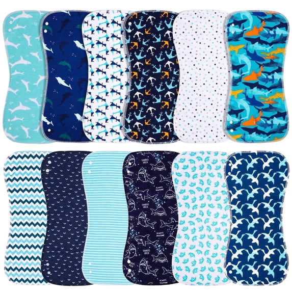 Benoxine Baby Bibs & Burp Cloths Set, 3-Layer, Super Absorbent, 100% Organic Cotton, 12-Pack