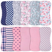 2-in-1 Baby Bibs & Burp Cloths Set, 3-Layer Design, Large Size, Super Absorbent, 100% Organic Cotton, Soft & Comfortable，12-Pack