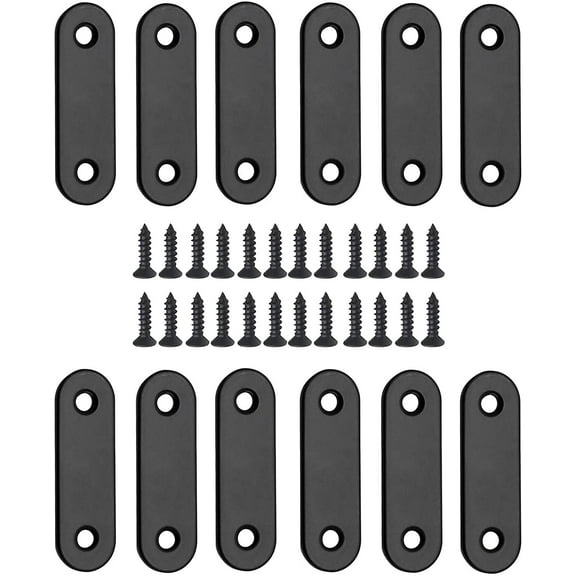 12 Pack 2 x 0.6 Inch Matte Black Stainless Steel Straight Brace Mending Plate for Professional Daily Home Use
