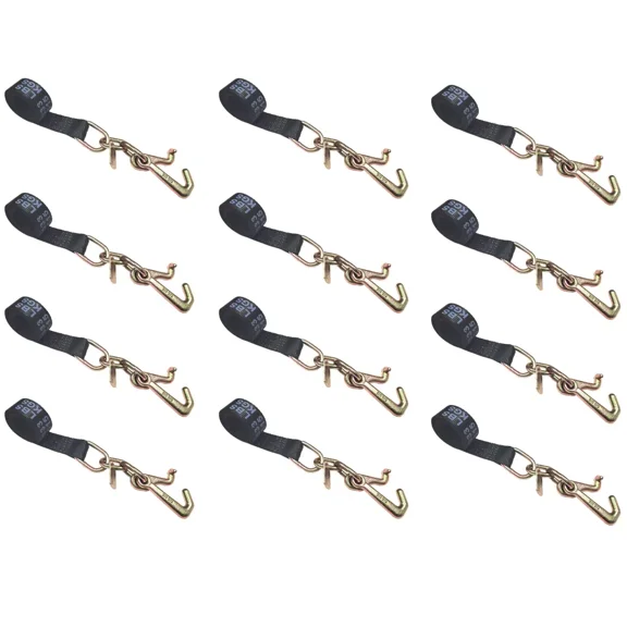 12 Pack 2" x 10' TJ Cluster Hook Car Strap for Wrecker Tow Truck Auto Hauling