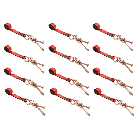 12 Pack 2" x 10' TJ Cluster Hook Car Strap for Wrecker Tow Truck Auto Hauling