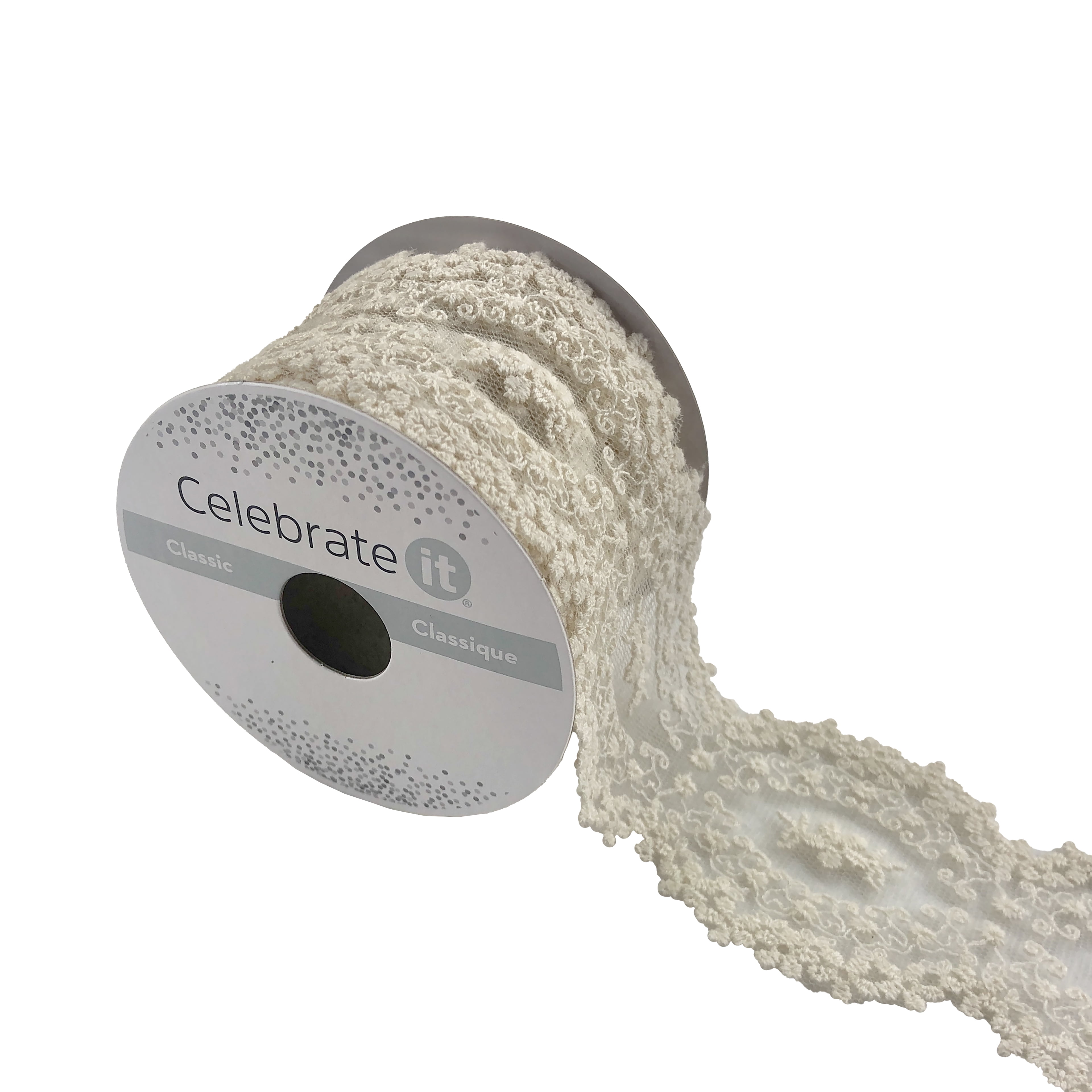 12 Pack: 2" x 2yd. Lace Floral Ribbon by Celebrate It
