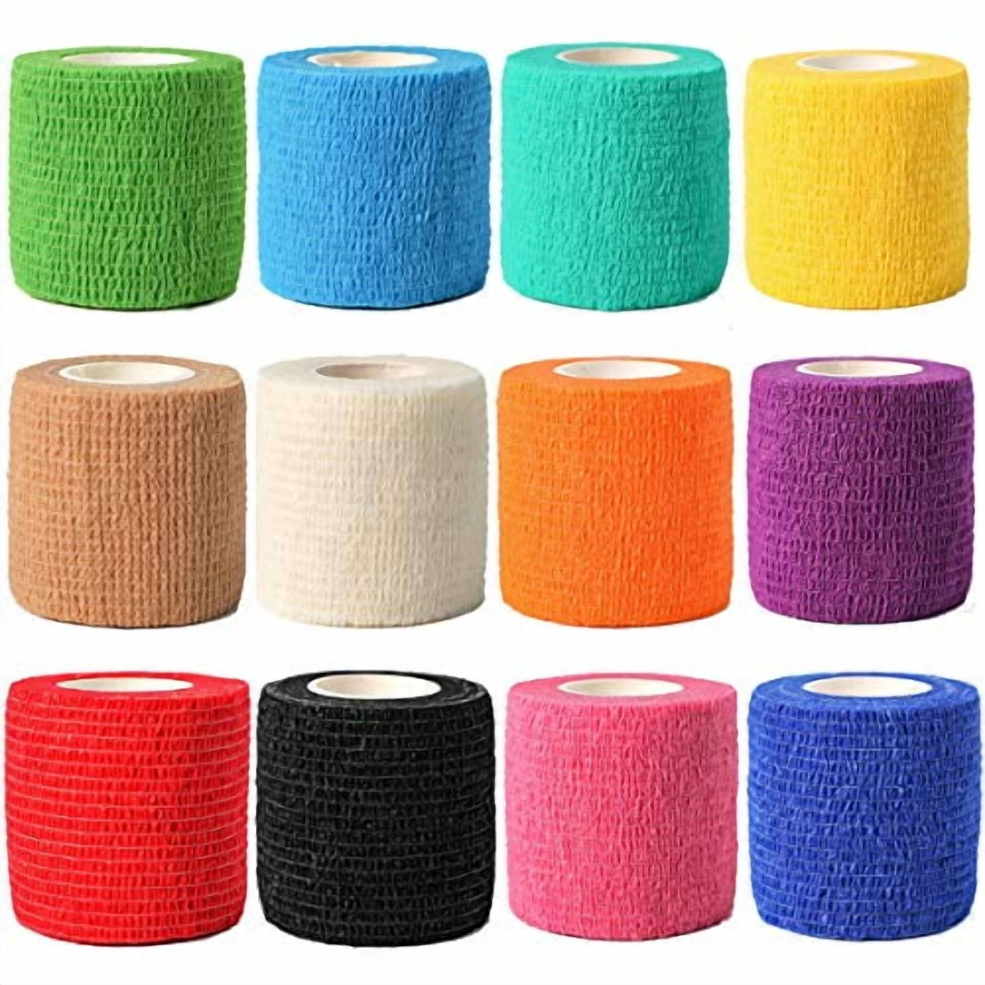 (12-Pack) 2” x 5 Yards | Self Adhesive Bandage Wrap,Athletic Elastic ...