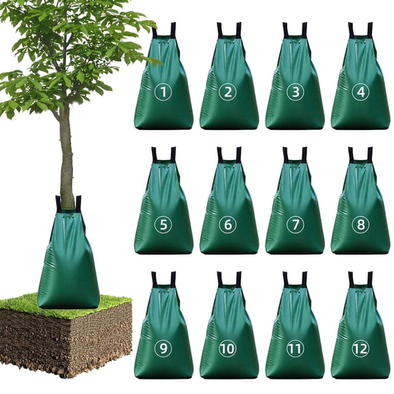 12 Pack 20 Gallon Tree Watering Bags Heavy Duty Slow Release Irrigation Bags for Trees, Reusable Tree Gator Bags for Watering Trees, Durable PVC Tree Water Bags with 5-8 Hour Drip Release Time