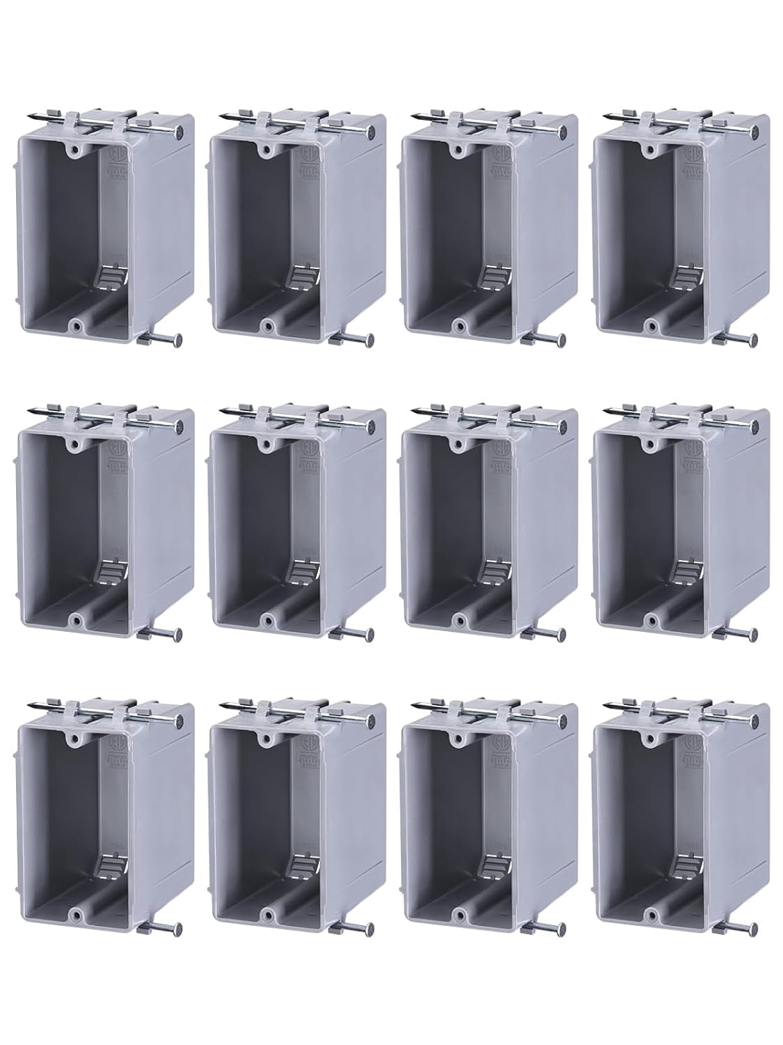 12 Pack 22.5 Cubic Inch One Gang New Work Electrical Outlet Box, Ultra-deep Device Box, PVC Electrical Junction Box for Switch, GFCI, Step Light, ETL Listed, Gray