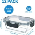 thumbnail image 1 of 12 Pack 22oz Glass Meal Prep Containers, Food Storage Containers with Lids, Air-Tight, Leak-Resistant, Freezer to Microwave Safe - Grey Set, 1 of 5