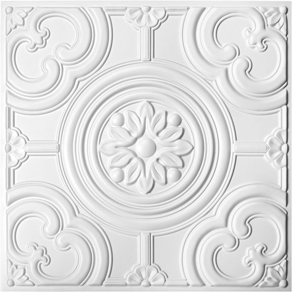 12-Pack 24"x24" Drop Ceiling Tiles, Waterproof Glue up Ceiling Panels, White