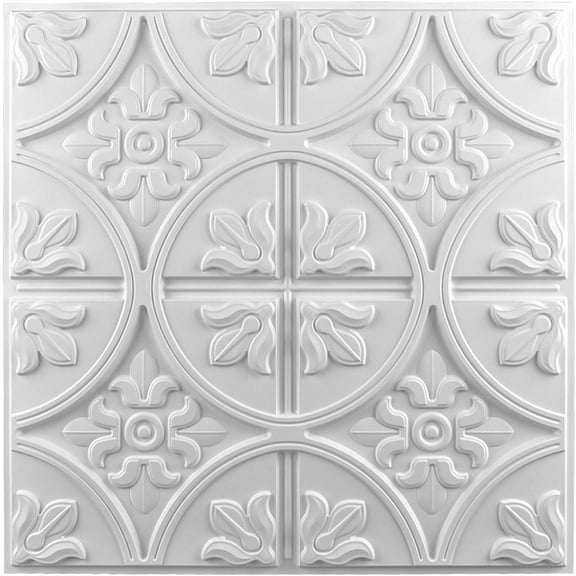 12-Pack 24"x24" Glue up PVC Ceiling Tiles in White
