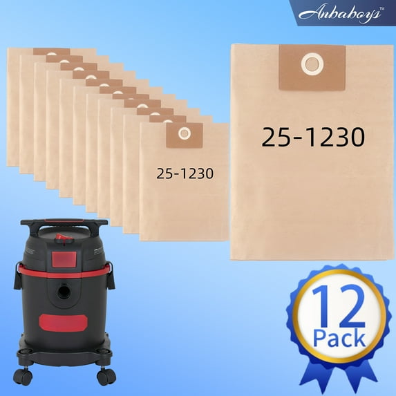 12 Pack 25-1230 Filter Bags Replacement for Stanley 4-5 Gallon Wet/Dry Vacuums SL18129, SL18130, SL18130P