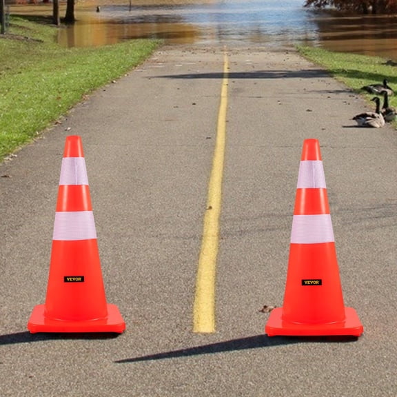 12-Pack 28" Orange Safety Cones with Reflective Collars & Weighted Base, 73cm PVC Traffic Cones for Road Parking, School Zones, Driveway Control