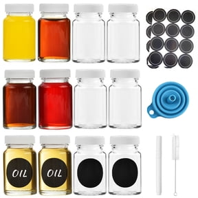 12 Pack,2oz Glass Jars with Lids - Glass Shot Bottles Set for Liquids, Juicing, Ginger Shot, Sample - Small Containers with Screw Caps - Clear Mini Round Bottles - Leakproof/Wide Mouth