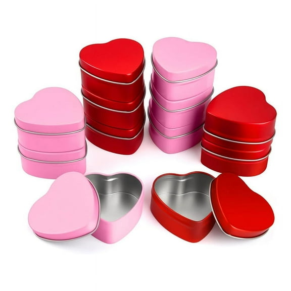12 Pack 2oz Valentine'S Day Heart Tins with Lids Bulk Heart Candle Jars Valentine Candle Containers,for Candle Making