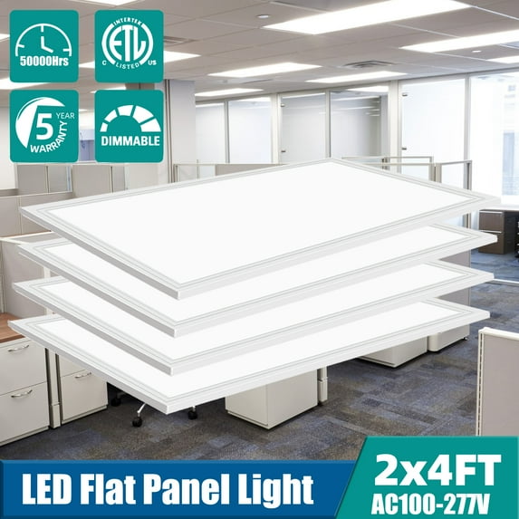 12 Pack 2x4ft LED Troffer Panel Light Fixture,0-10V Dimmable,7800 Lumens,5000K White Recessed Edge-Lit Troffer Fixture,ETL Certificated