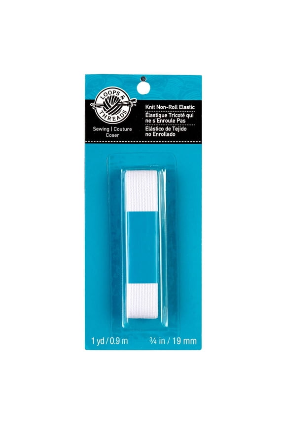 3/4" White Knit Non-Roll Elastic, 12 Pack