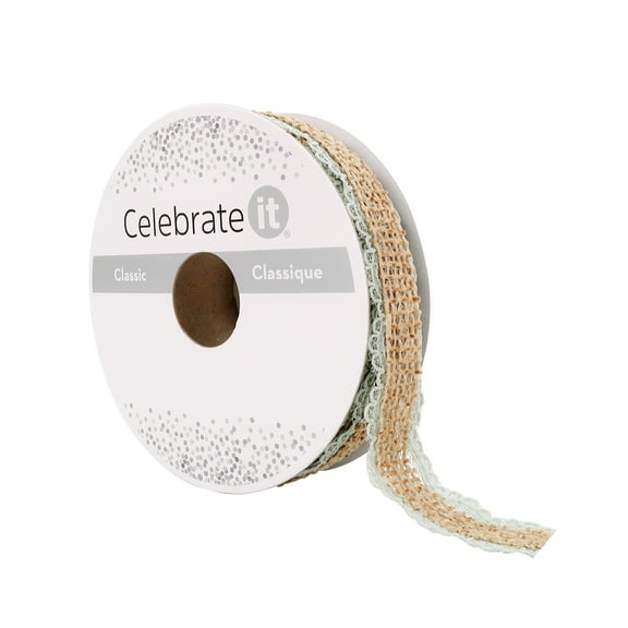 12 Pack: 3/4" x 5yd. Faux Burlap & Lace Ribbon by Celebrate It Classic