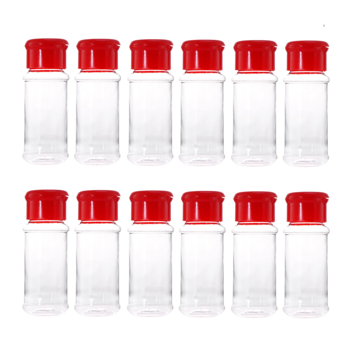 12Pack 3.5 OZ Clear Plastic Spice Jars Pepper Shakers Seasoning
