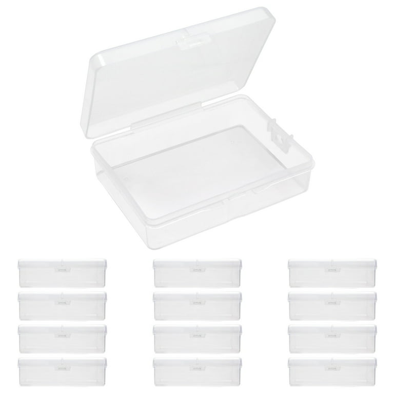 12 Pack 3.5x2.6x1.1 Inches Small Clear Plastic Box Storage Containers with  Hinged Lid Rectangular for Organizing Small Parts, Office Supplies, Clips