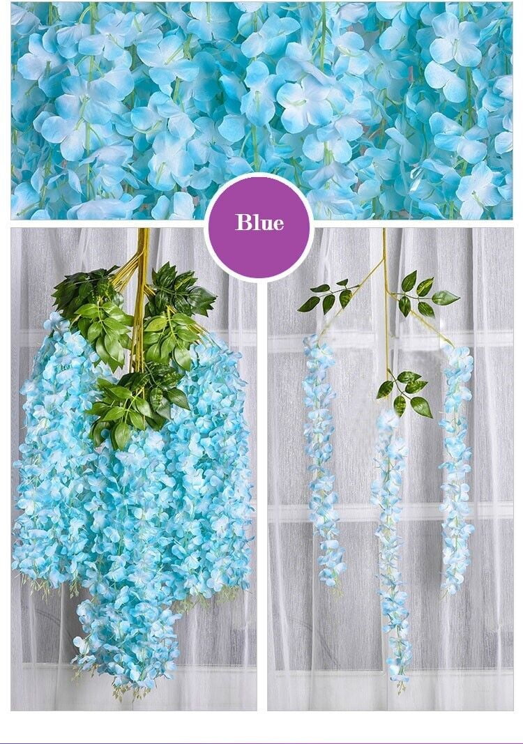 12 Pack 3.6 Feet Artificial Fake Wisteria Vine Ratta Hanging Garland ...