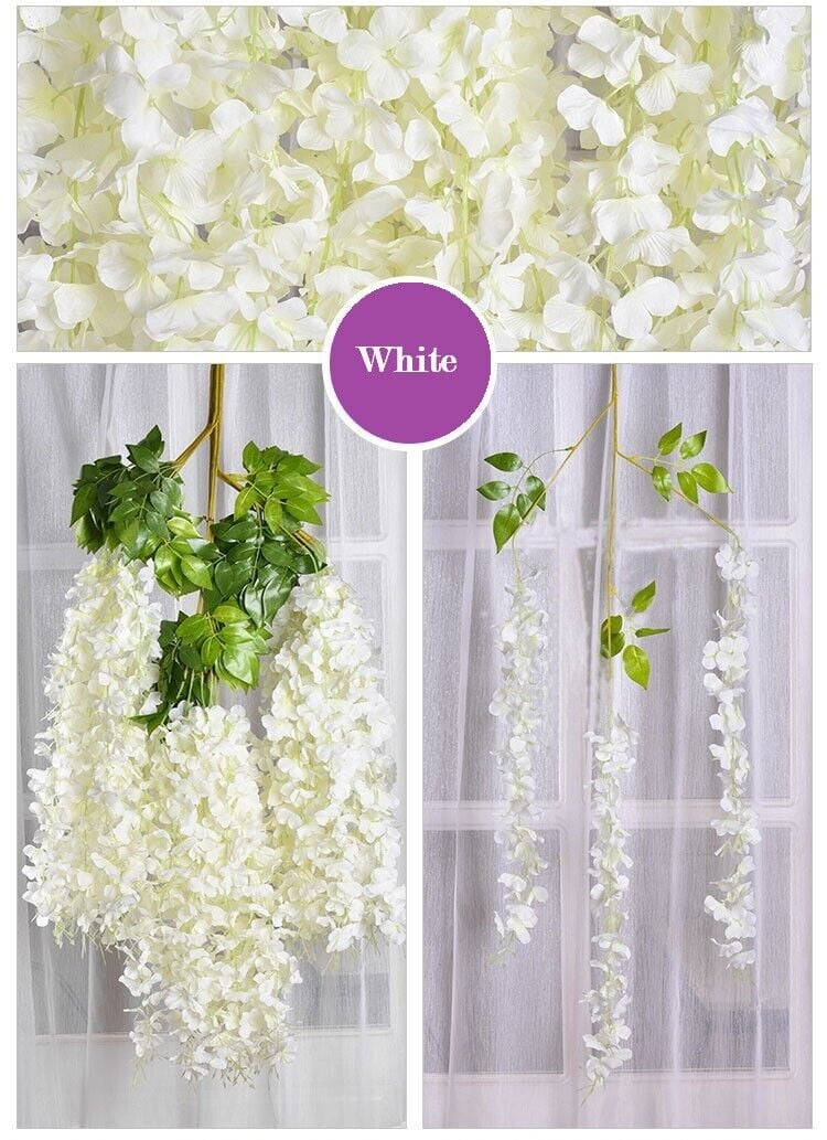 12 Pack 3.6 Feet Artificial Fake Wisteria Vine Ratta Hanging Garland