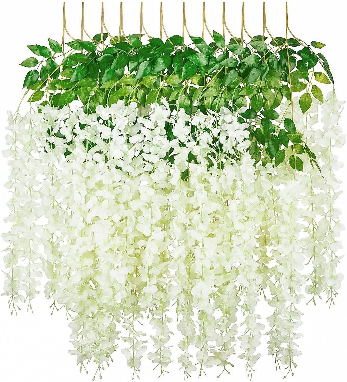 12 Pack 3.6 Feet Wisteria Hanging Flowers, Artificial Fake Wisteria ...