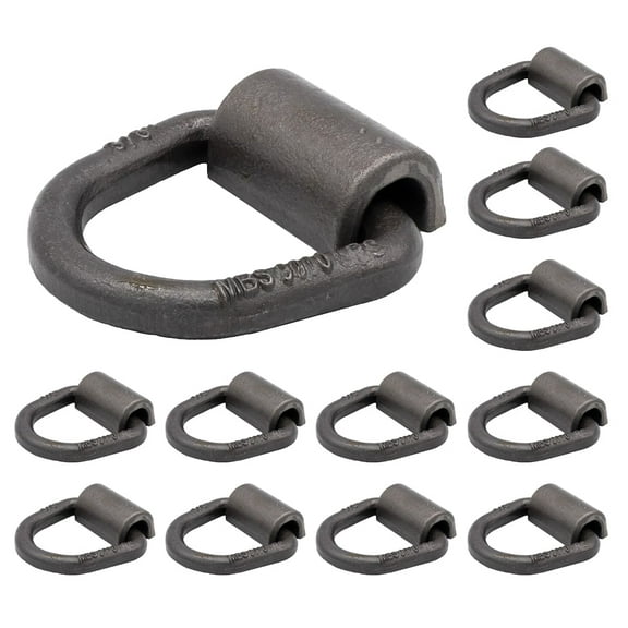 (12 Pack) 3/8" Heavy Duty Weld On D Ring - 9,000 LBS Breaking Strength Tie Down Anchor for Truck Bed - Forged D Rings for Trailer