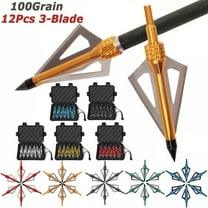 TETSELF 12 Pack 3 Fixed Blade Archery Hunting Broadheads 100 Grain with Case Arrow Head