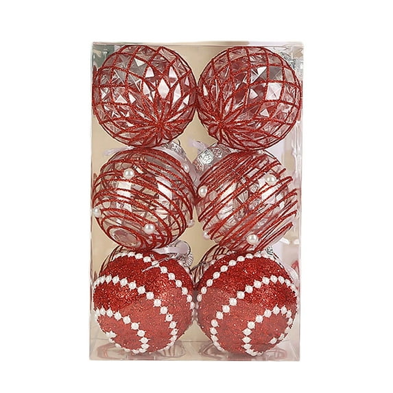 12 Pack 3 Inch Christmas Tree Ornament Balls-Glitter Decorated Foam Xmas Ball for Xmas Tree Party Holiday Indoor Home Decor