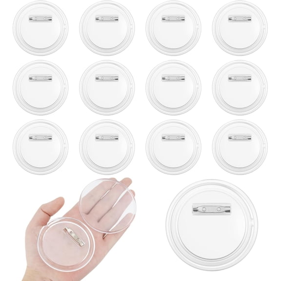 12 Pack 3 Inch Clear Button Pins - DIY Custom Pins Badges, Blank Photo Buttons for Crafts, Badge Making, School Projects, Teams, Personalized Gifts