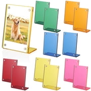 12 Pack 3 Inch L Shape Acrylic Frame, Clear Border Desktop Picture Display Stand, Snap Closure, Transparent View, Home Office Room Adornment, Considerate Presents