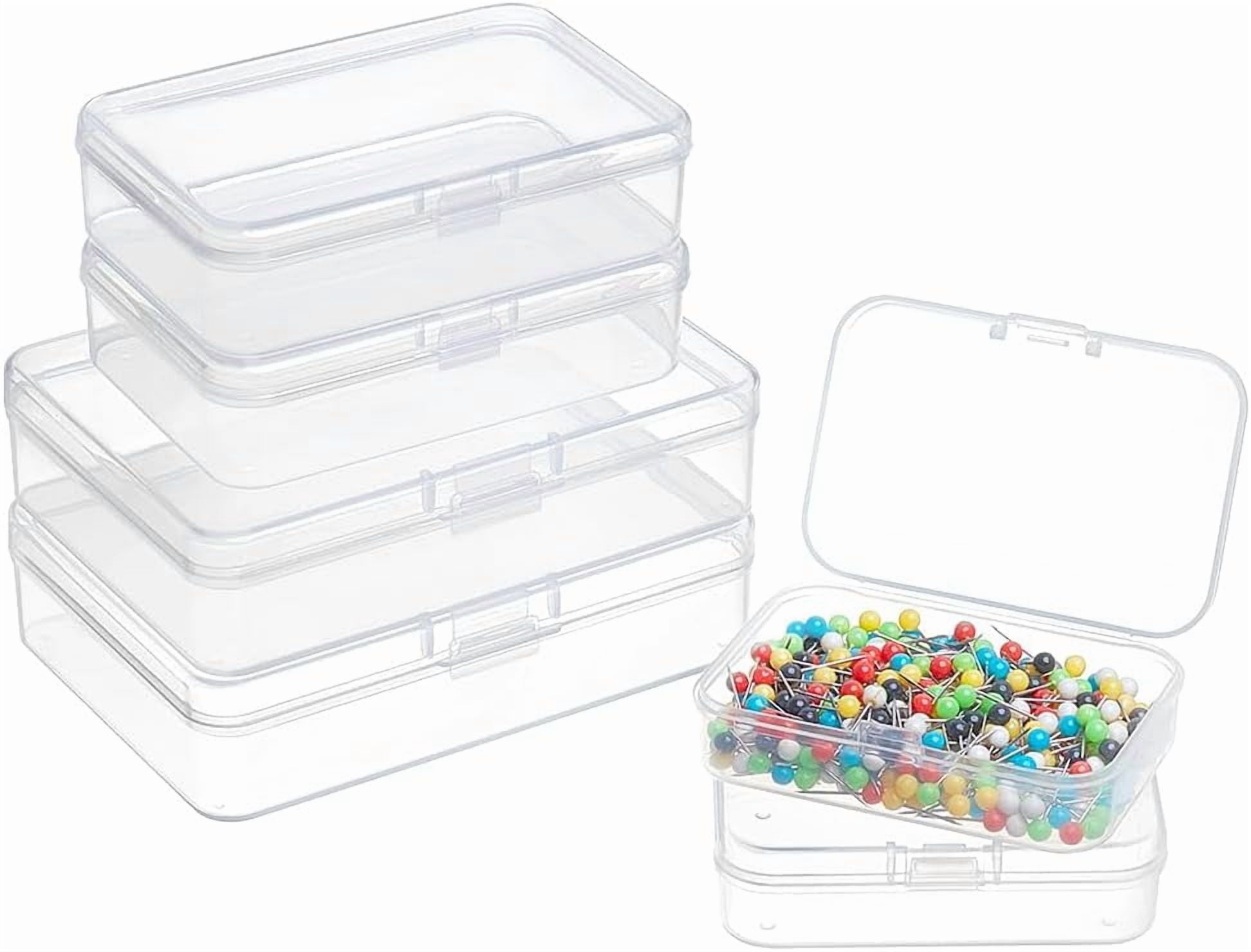 12 Pack 3 Mixed Sizes Rectangular Clear Plastic Bead Storage Box with ...