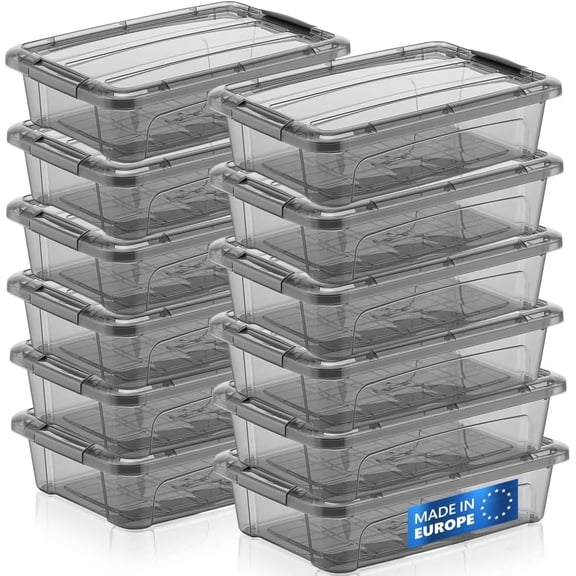 12 Pack - 3 Quart, Small Storage Container Bin With Lids, Plastic Storage Container With Latching Lids For Organizing