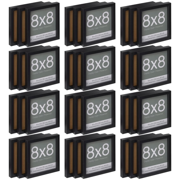 3 ct. (36 total) 8" x 8" Black Display Cases - Fundamentals by Studio Decor - Display Art - Pictures - Music - and Keepsakes - Bulk 12 Pack