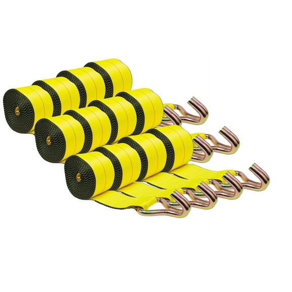 (12 Pack) 3" x 30' Winch Straps w/wire hook, WLL 5000  Flatbed Tie Down Strap