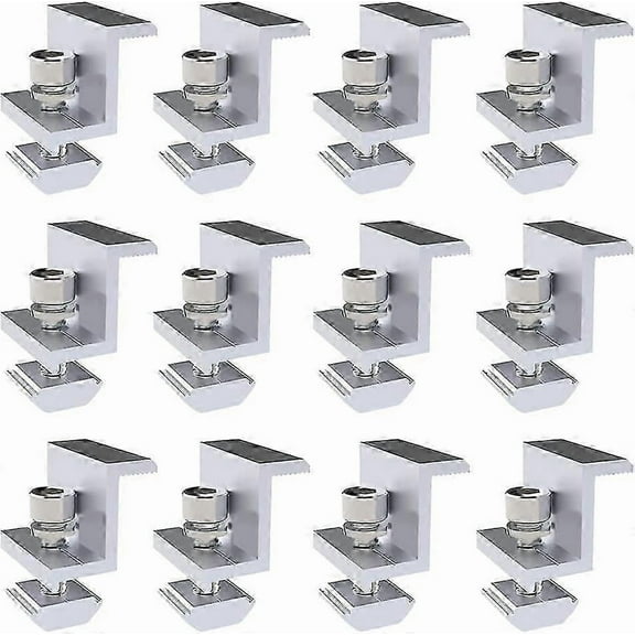 12 Pack 30mm Solar Panel Mounting Clamps, Aluminum Solar Panel Bracket, Z-Bracket with Nuts and Screws, for Photovoltaic Mounting Rail, Adjustable PV