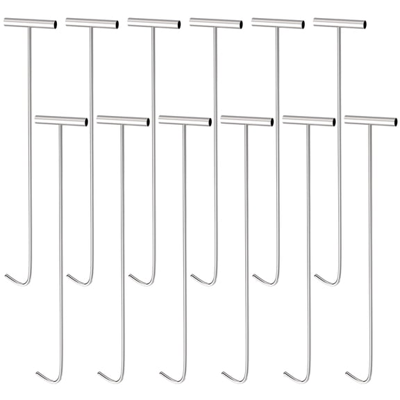 12 Pack 31" Heavy Duty 5th Wheel Puller Hook, Stainless Steel Fifth Wheel Pin Puller with J Hook for Pulling Manhole Covers and Storm Drains